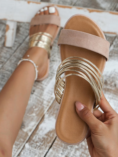 Roman Style Strappy Flip-Flops: Fashionable Flat Sandals for Women