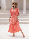 Boho Chic Women's Tassel Trim Dress with Ruffle Hem