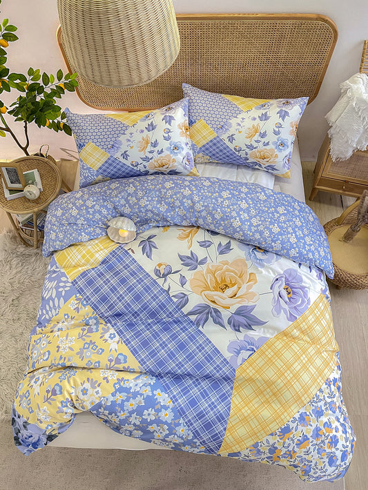 Elevate your bedroom with our Chic Plaid Flower Print <a href="https://canaryhouze.com/collections/duvet-cover-set" target="_blank" rel="noopener">Duvet Cover Set</a>. The contemporary design adds style to any room, while the soft and comfortable fabric ensures a good night's sleep. Transform your space with this luxurious set and indulge in the benefits of a beautiful and cozy bedroom.