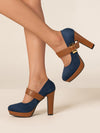 Chic Suedette Platform Chunky Heeled Mary Jane Pumps – Elevate Your Style!