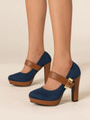 Chic Suedette Platform Chunky Heeled Mary Jane Pumps – Elevate Your Style!