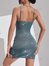 Sparkling Glamour: Glitter Ruched Wrap Cami Dress