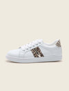 Wildly Chic: Colorblock Leopard Detail Lace-up Front Skate Shoes