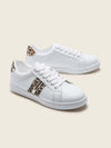 Wildly Chic: Colorblock Leopard Detail Lace-up Front Skate Shoes