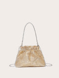 Add elegant sparkle to any special occasion with the Shimmering Splendor Rhinestone Evening Bag. Perfect for parties, weddings, and prom, this bag features shimmering rhinestones that will catch and reflect the light, making you the center of attention. With its sleek design and compact size, it is both stylish and practical.
