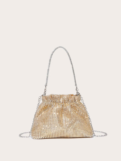 Add elegant sparkle to any special occasion with the Shimmering Splendor Rhinestone Evening Bag. Perfect for parties, weddings, and prom, this bag features shimmering rhinestones that will catch and reflect the light, making you the center of attention. With its sleek design and compact size, it is both stylish and practical.