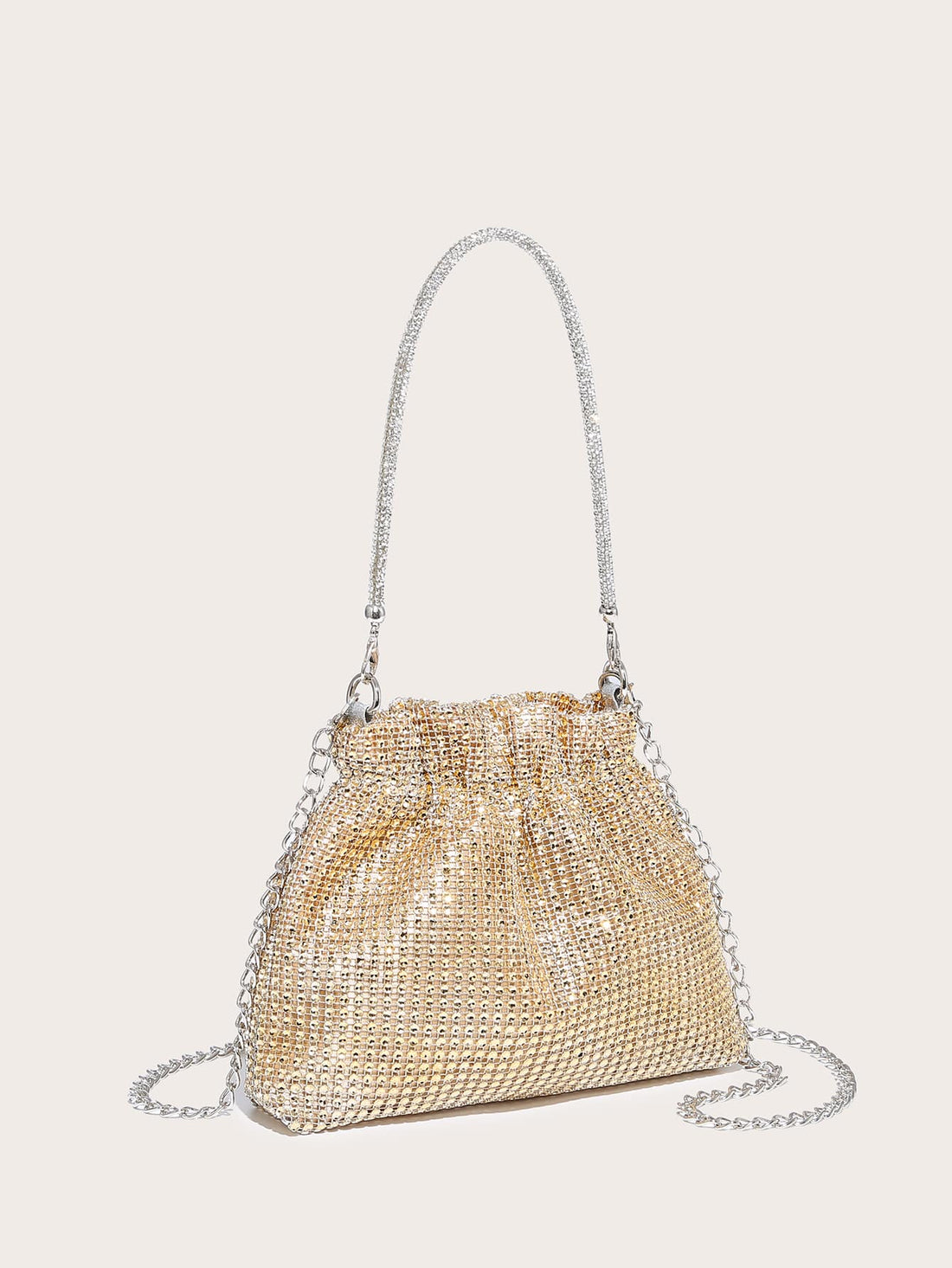Add elegant sparkle to any special occasion with the Shimmering Splendor Rhinestone Evening Bag. Perfect for parties, weddings, and prom, this bag features shimmering rhinestones that will catch and reflect the light, making you the center of attention. With its sleek design and compact size, it is both stylish and practical.
