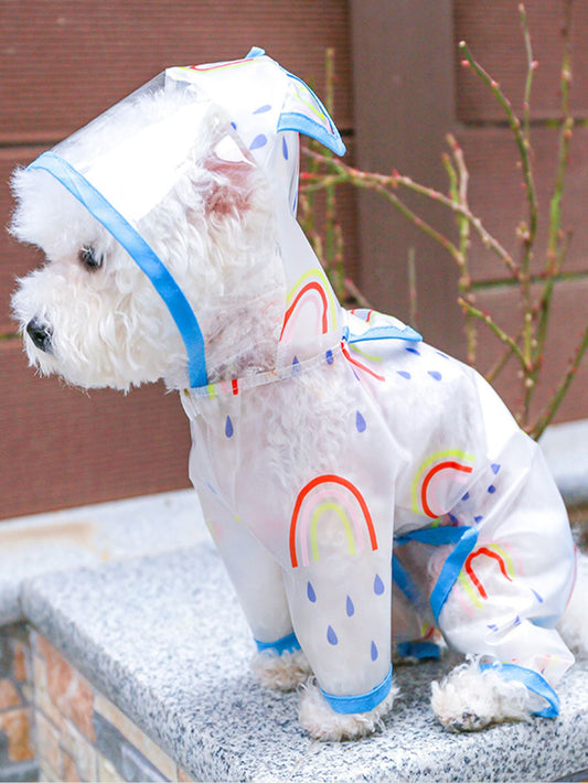 Colorful Clouds: Rainbow Print Pet Raincoat