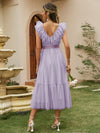 Dreamy Dobby Mesh Dress with Ruffle Trim and Belt