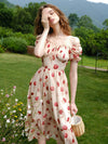 Blooming Beauty Off-Shoulder Dress with Puff Sleeves and Ruffle Hem