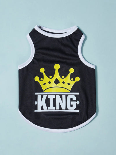 Royal Pet Style: Crown Letter Graphic Tank for Cats and Dogs