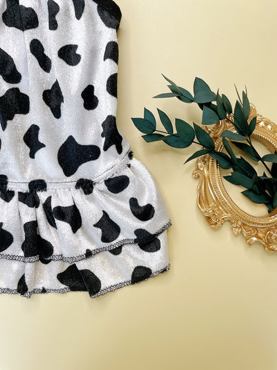 Chic Cow Pattern Pet Dress: Stylish Fashion for Your Furry Friend