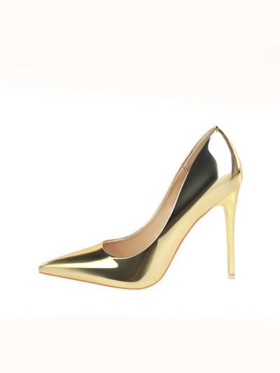 Gleaming Gold Metallic Stiletto Court Pumps - Perfect for Party Nights