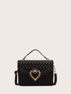 Quilted Crown Heart Decor Square Bag: A Fashionable Must-Have for Every Stylish Woman