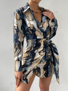 Boho Chic Vibes: Allover Print Knot Side Wrap Shirt Dress