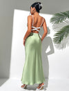 Luxurious Elegance: Solid Backless Satin Cami Dress