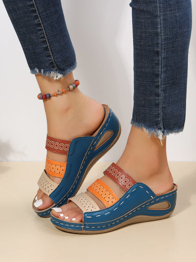 Chic and Comfy Colorblock Wedge Slide Sandals for Summer Style