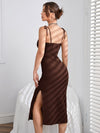 Chic Burgundy Tie-Shoulder Split Thigh Cami Dress