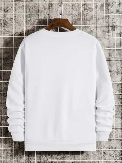 Urban Comfort: Men's Slogan Building Print Thermal Pullover