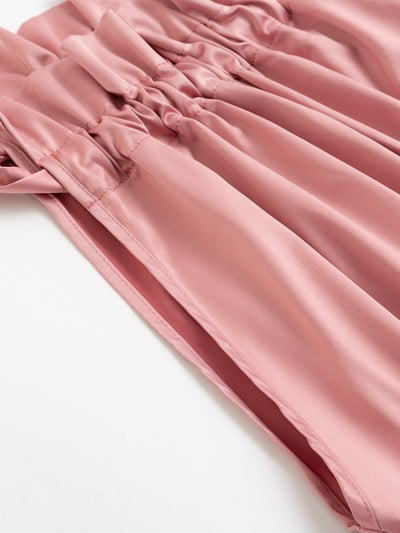 Shimmering Chic: Glamaker Ruffle Neck Satin Dress