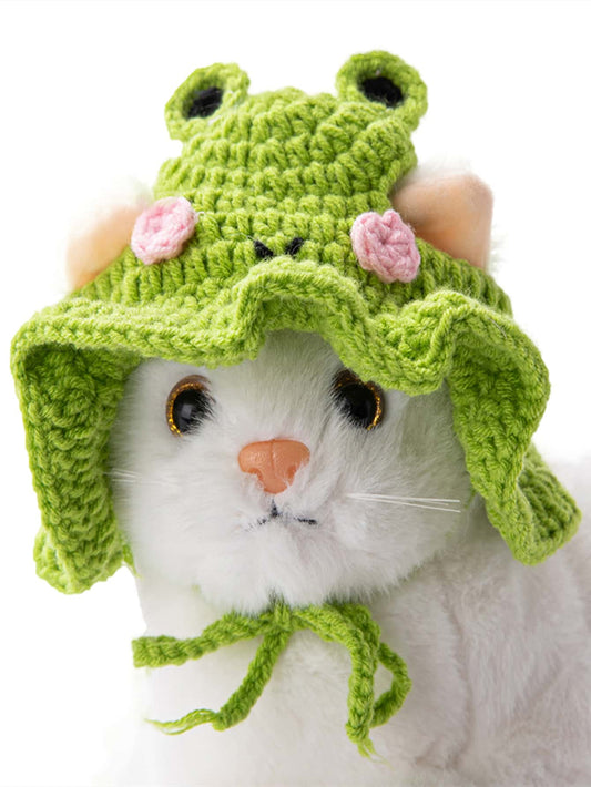 Funky Frog Knit Pet Hat: Keep Your Furry Friend Stylish and Warm!