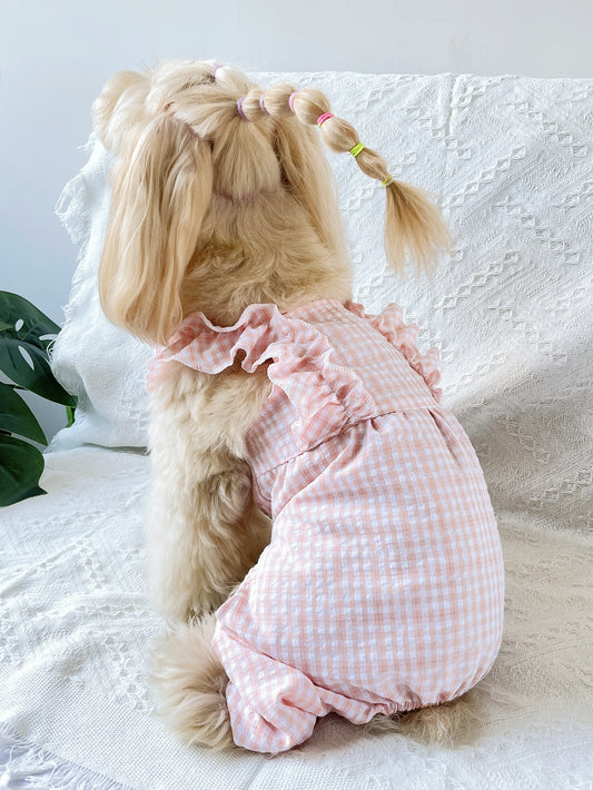 Cozy and Stylish: Plaid Print Pet Jumpsuit