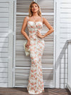 Blooming Beauty: Floral Print Tie Shoulder Mermaid Hem Maxi Cami Dress