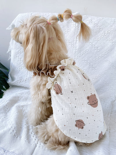 Cute and Cozy Bear Print Pet Dress for Happy Tigers