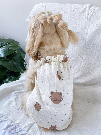 Cute and Cozy Bear Print Pet Dress for Happy Tigers