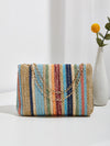 Rainbow Dreams: Striped Pattern Flap Straw Bag for Your Vacation Getaway