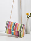 Rainbow Dreams: Striped Pattern Flap Straw Bag for Your Vacation Getaway