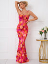 Blooming Beauty: Floral Print Tie Shoulder Mermaid Hem Maxi Cami Dress