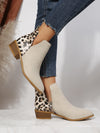 Beige Leopard Print Chunky Heeled Booties: Sleek & Stylish Short Boots