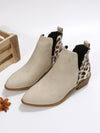 Beige Leopard Print Chunky Heeled Booties: Sleek & Stylish Short Boots