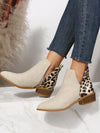 Beige Leopard Print Chunky Heeled Booties: Sleek & Stylish Short Boots