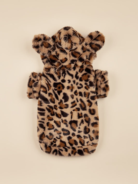 Wild Style: Leopard Print Pet Hoodie with Ears