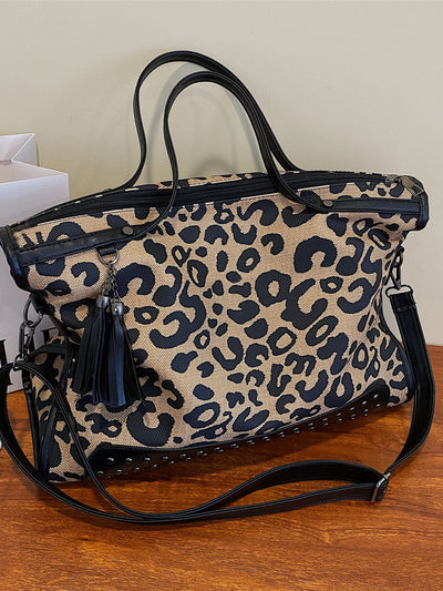 Chic Leopard Studded Shoulder Tote Bag - The Perfect Gift for Trendy Women & Girlfriends