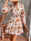 Summer Romance: Floral Print Lantern Sleeve Ruffle Hem Dress