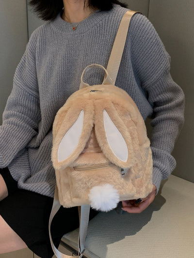 Cartoon Ear Fluffy Classic Backpack:  Add a Playful Touch to Your Style!