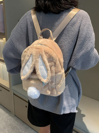 Cartoon Ear Fluffy Classic Backpack:  Add a Playful Touch to Your Style!