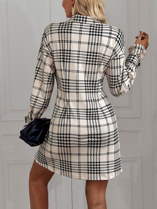 Chic Plaid Print Button-Front Shirt Dress for Effortless Style