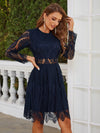 Elegant and Sophisticated with Sheer Insert Scallop Trim Lace Dress