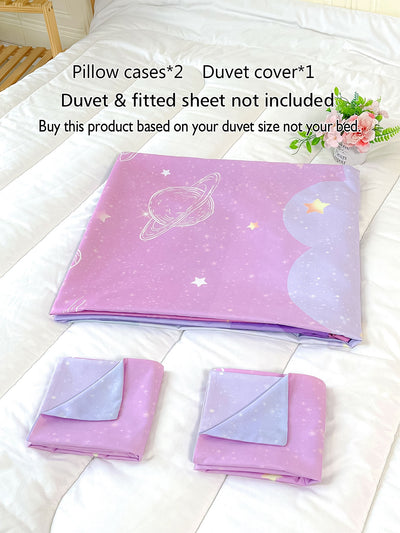 Starry Night Planet Pattern Duvet Cover Set - Sleep under the Stars!