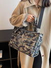 Camouflage Chic: Bow-Detail Skinny Scarf & Quilted Top Handle Bag