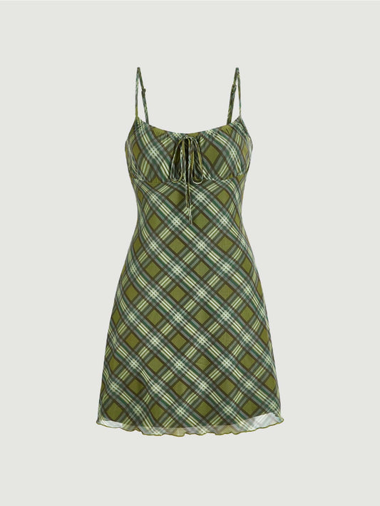 Chic Plaid Tie-Front Cami Dress: Effortless Style for Every Occasion