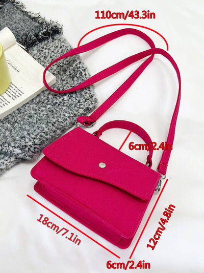 Chic Mini Neon Pink Flap Felt Square Bag for a Bold Style Statement