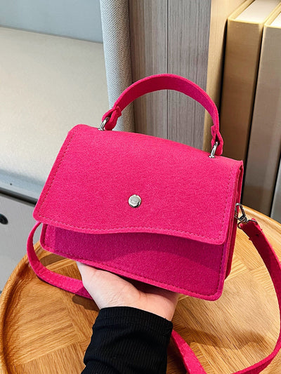 Chic Mini Neon Pink Flap Felt Square Bag for a Bold Style Statement