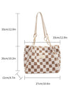 Chic Checkered Fuzzy Shoulder Tote Bag for Stylish Professionals and Students