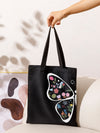 Fluttering Blooms Shopper Tote: A Butterfly Floral Print Essential