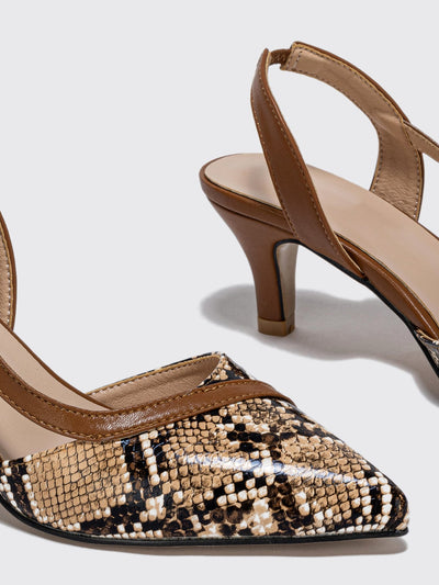 Chic and Serpent-Inspired: Snakeskin Embossed Stiletto Heeled Slingback Pumps